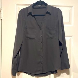 Express gray button up blouse